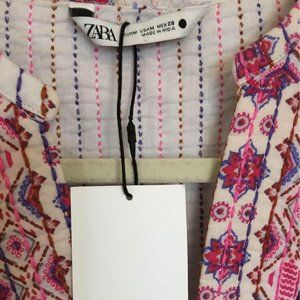 NWT ZARA Sz M Medium WOMAN PRINTED QUILTED VEST TOP OYSTER WHITE 7521/048 NEW